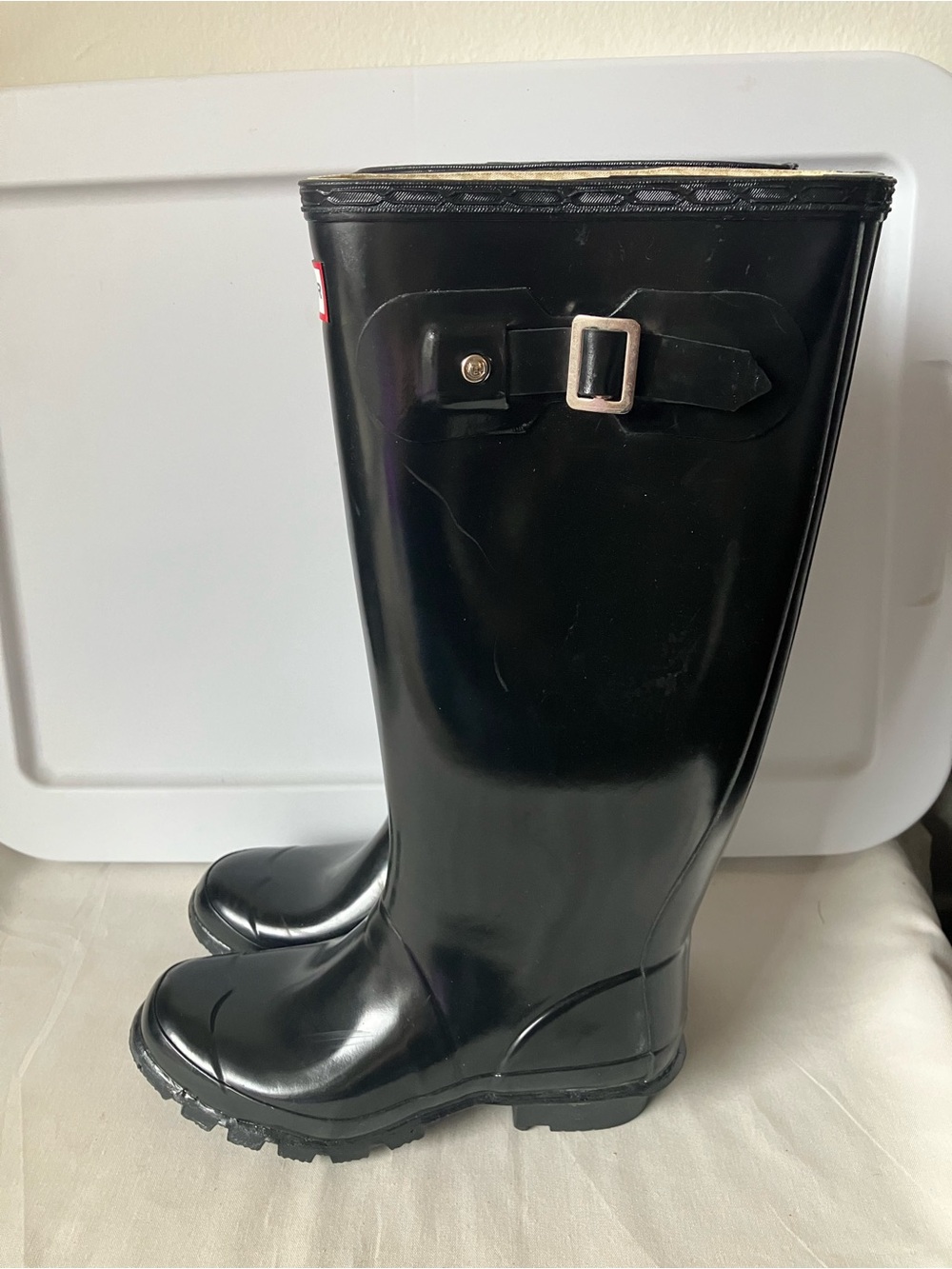 Hunter Womens Black Huntress Gloss Tall Rain Boots Sz US 5 W23990 35/36.